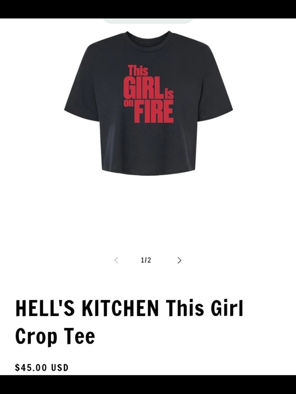 NWOT Alicia Keys This Girl Is On Fire Crop Tee - Black with Red Print